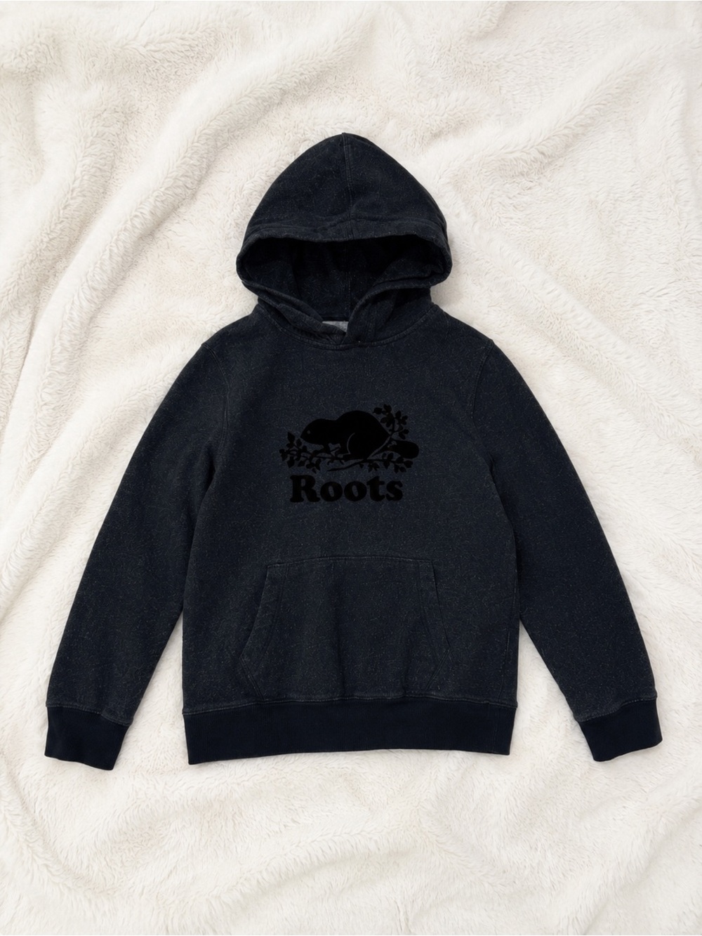 Roots Youth XL Kanga Hoodie Black Pepper Pullover Sweater Size 11-12